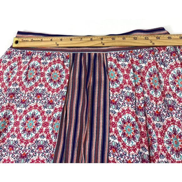 New Direction Midi Skirt Womens‎ Medium Red Blue Boho Hippie Assymetrical Flowy - Picture 7 of 10